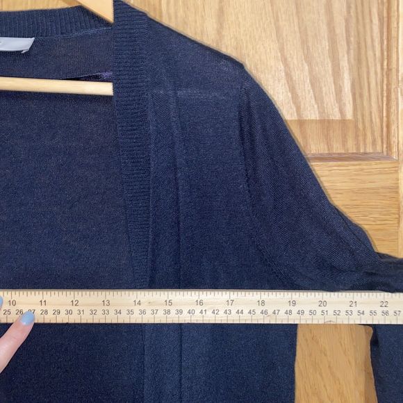 LOFT Woolblend Open Front Black Cardigan, Size Medium - Picture 7 of 8
